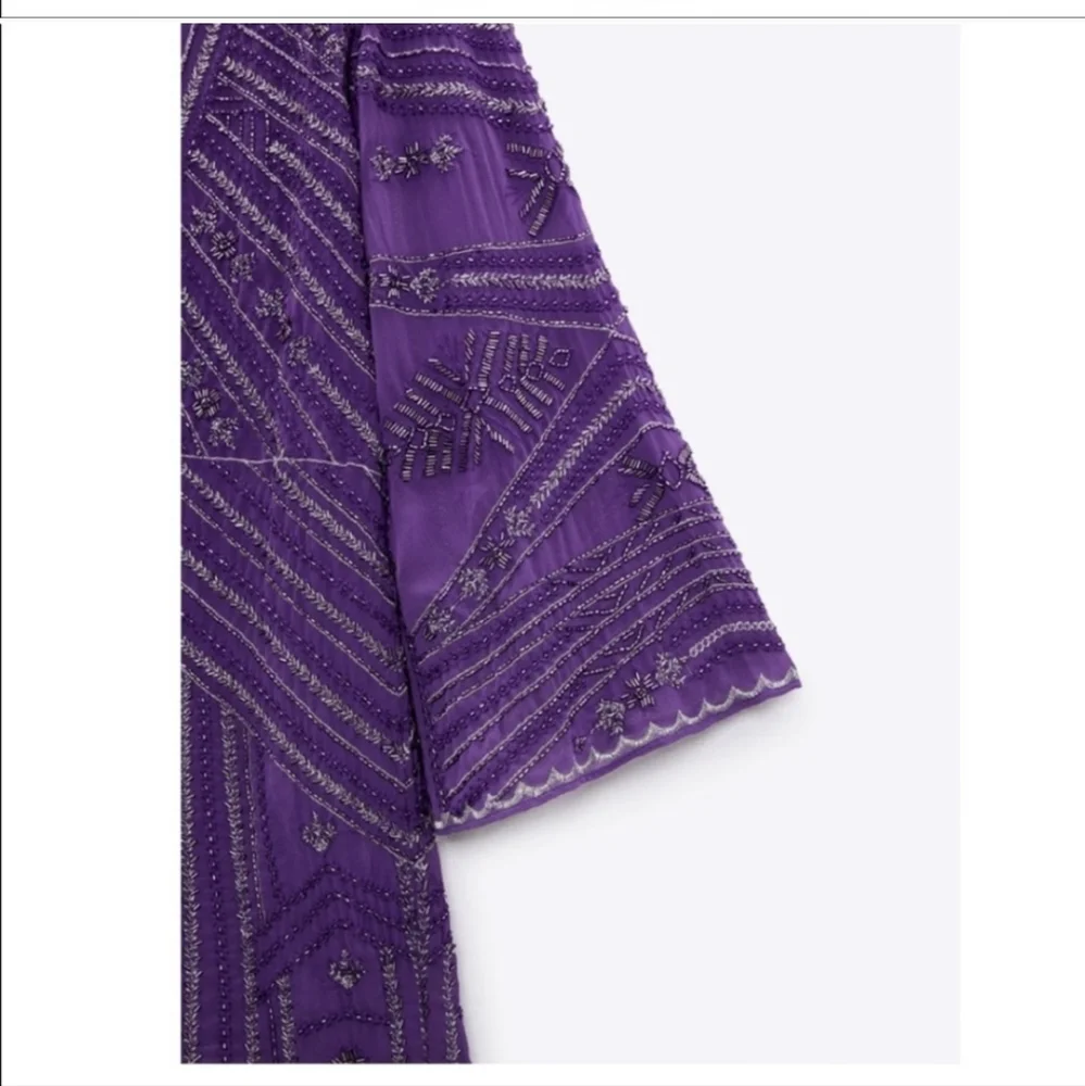 Zara Beaded Mini Tunic Dress Limited Edition Purple NWT Size M-L Bloggers Fav - Picture 11 of 16